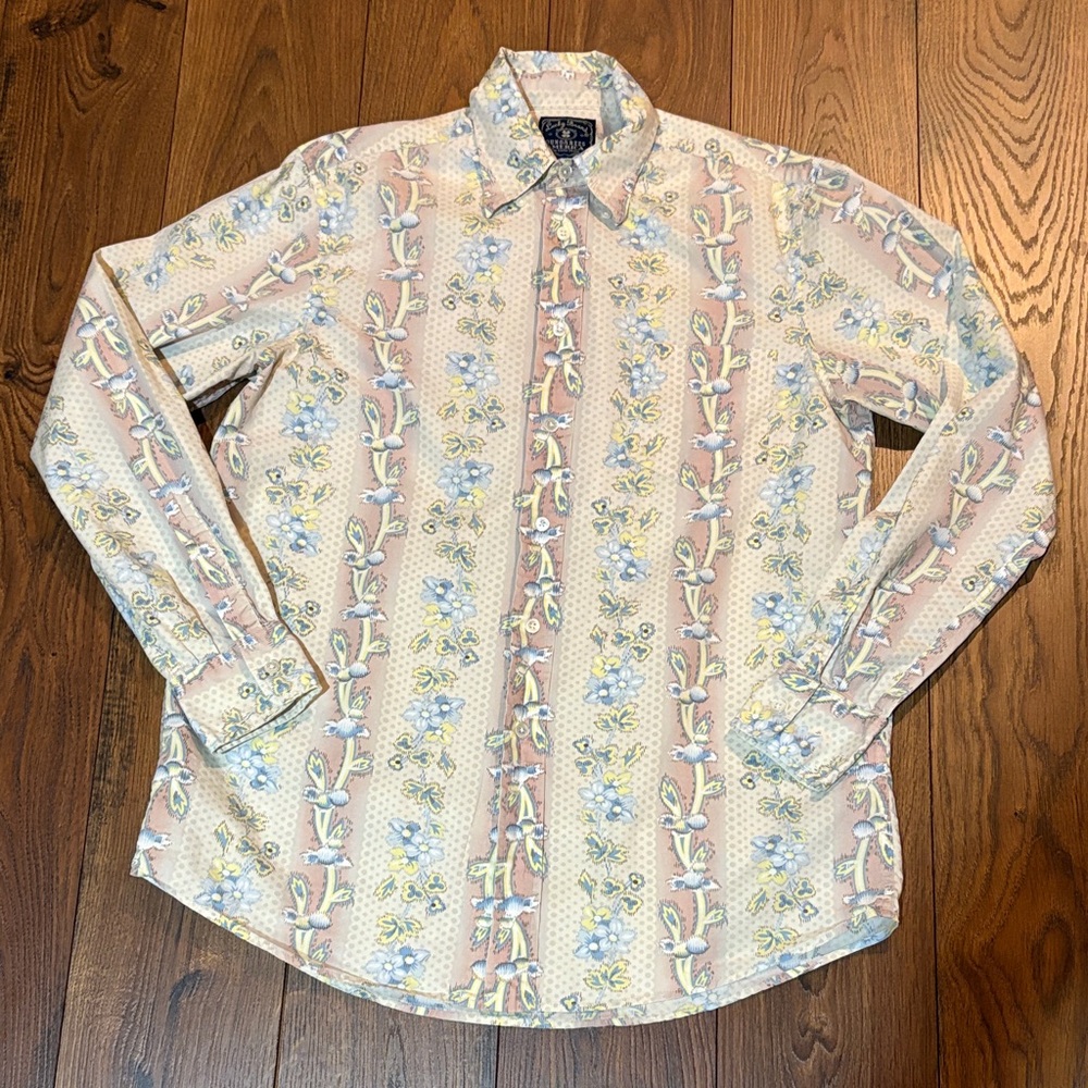 Lucky Brand Floral Stripe Shirt in Cream, Pink and Blue